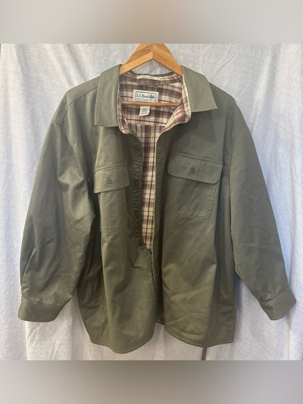 Vintage LL Bean Flannel 100% Cotton Shirt Mens XXL Green/Plaid Hunting Button Up